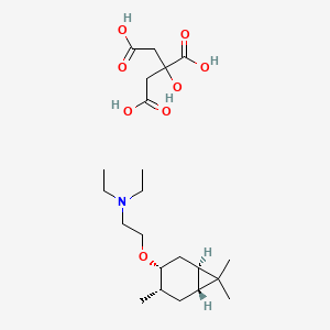 molecular formula C22H39NO8 B12726998 N,N-diethyl-2-[[(1R,3R,4S,6R)-4,7,7-trimethyl-3-bicyclo[4.1.0]heptanyl]oxy]ethanamine;2-hydroxypropane-1,2,3-tricarboxylic acid CAS No. 153321-66-5