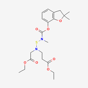 molecular formula C21H30N2O7S B12727072 beta-Alanine, N-(((((2,3-dihydro-2,2-dimethyl-7-benzofuranyl)oxy)carbonyl)methylamino)thio)-N-(2-ethoxy-2-oxoethyl)-, ethyl ester CAS No. 82560-40-5