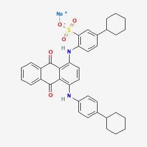 molecular formula C38H37N2NaO5S B12727106 Sodium 5-cyclohexyl-2-((4-((4-cyclohexylphenyl)amino)-9,10-dihydro-9,10-dioxo-1-anthryl)amino)benzenesulphonate CAS No. 83027-35-4