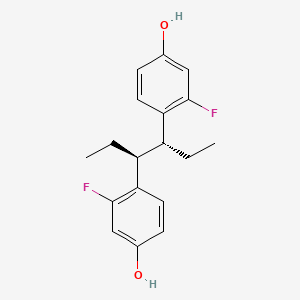 molecular formula C18H20F2O2 B12727115 Phenol, 4,4'-(1,2-diethylethylene)bis(3-fluoro- CAS No. 85720-49-6