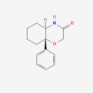 molecular formula C14H17NO2 B12727193 2H-1,4-Benzoxazin-3(4H)-one, hexahydro-8a-phenyl-, trans- CAS No. 89263-12-7