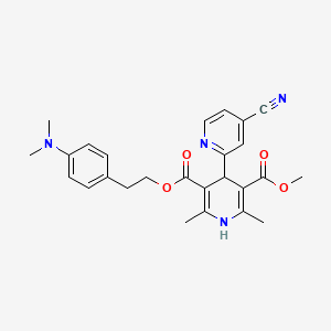 molecular formula C26H28N4O4 B12727275 (2,4'-Bipyridine)-3',5'-dicarboxylic acid, 1',4'-dihydro-4-cyano-2',6'-dimethyl-, 2-(4-(dimethylamino)phenyl)ethyl methyl ester CAS No. 116308-66-8