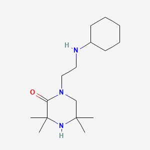 molecular formula C16H31N3O B12727330 Piperazinone, 1-(2-(cyclohexylamino)ethyl)-3,3,5,5-tetramethyl- CAS No. 96218-78-9