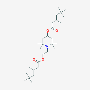 molecular formula C29H55NO4 B12727342 Hexanoic acid, 3,5,5-trimethyl-, 2,2,6,6-tetramethyl-1-(2-((3,5,5-trimethyl-1-oxohexyl)oxy)ethyl)-4-piperidinyl ester CAS No. 1445870-18-7
