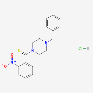 molecular formula C18H20ClN3O2S B12727396 Piperazine, 1-((2-nitrophenyl)thioxomethyl)-4-(phenylmethyl)-, monohydrochloride CAS No. 130564-60-2