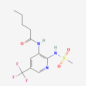 molecular formula C12H16F3N3O3S B12727466 Pentanamide, N-(2-((methylsulfonyl)amino)-5-(trifluoromethyl)-3-pyridinyl)- CAS No. 141283-46-7
