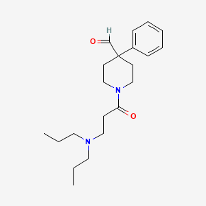 molecular formula C21H32N2O2 B12727525 4-Piperidinecarboxaldehyde, 1-(3-(dipropylamino)propionyl)-4-phenyl- CAS No. 96064-42-5