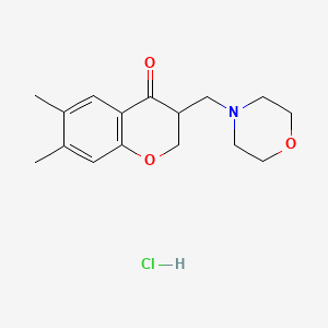 molecular formula C16H22ClNO3 B12727541 4-Chromanone, 6,7-dimethyl-3-(morpholinomethyl)-, hydrochloride CAS No. 96401-91-1