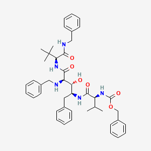 molecular formula C44H55N5O6 B12727544 (2R,3S,4S)-N-(2-(Benzylamino)-4-((N-((benzyloxy)carbonyl)-L-valyl)amino)-3-hydroxy-5-phenylpentanoyl)-L-tert-leucine benzylamide CAS No. 161510-51-6