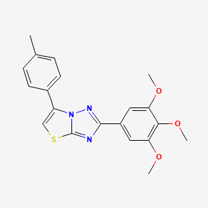 molecular formula C20H19N3O3S B12727545 Thiazolo(3,2-b)(1,2,4)triazole, 6-(4-methylphenyl)-2-(3,4,5-trimethoxyphenyl)- CAS No. 140405-72-7