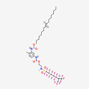 molecular formula C38H50F17N3O6S B12727580 9-Octadecenyl (5-(((2-(((heptadecafluoroisooctyl)sulphonyl)methylamino)ethoxy)carbonyl)amino)-2-methylphenyl)carbamate CAS No. 93894-74-7