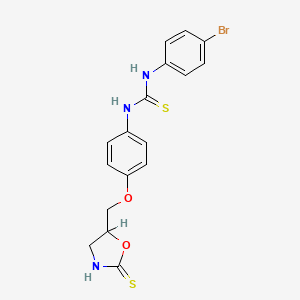 molecular formula C17H16BrN3O2S2 B12727582 N-(4-Bromophenyl)-N'-(4-((2-thioxo-5-oxazolidinyl)methoxy)phenyl)thiourea CAS No. 63635-37-0