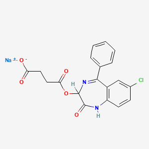 molecular formula C19H14ClN2NaO5 B12727621 Oxazepam monosodium succinate CAS No. 35888-86-9