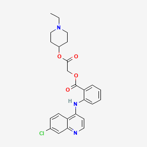molecular formula C25H26ClN3O4 B12727639 N-Ethyl-4-piperidyl N-(7-chloro-4-quinolyl)anthraniloyloxyacetate CAS No. 86518-48-1