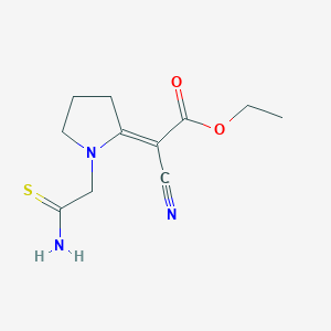 molecular formula C11H15N3O2S B12727709 Ethyl (1-(2-amino-2-thioxoethyl)-2-pyrrolidinylidene)cyanoacetate CAS No. 111038-09-6