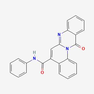 molecular formula C23H15N3O2 B12727817 12H-Quino(2,1-b)quinazoline-5-carboxamide, 12-oxo-N-phenyl- CAS No. 137522-68-0