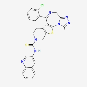 molecular formula C28H22ClN7S2 B12727826 9-(2-chlorophenyl)-3-methyl-N-quinolin-3-yl-17-thia-2,4,5,8,14-pentazatetracyclo[8.7.0.02,6.011,16]heptadeca-1(10),3,5,8,11(16)-pentaene-14-carbothioamide CAS No. 132418-54-3