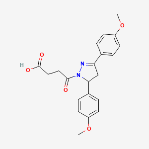 molecular formula C21H22N2O5 B1272783 4-[3,5-Bis-(4-methoxy-phenyl)-4,5-dihydro-pyrazol-1-yl]-4-oxo-butyric acid CAS No. 337482-89-0