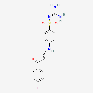 molecular formula C16H15FN4O3S B1272784 {[amino(imino)methyl]amino}(4-{[(E)-3-(4-fluorophenyl)-3-oxo-1-propenyl]amino}phenyl)dioxo-lambda~6~-sulfane 