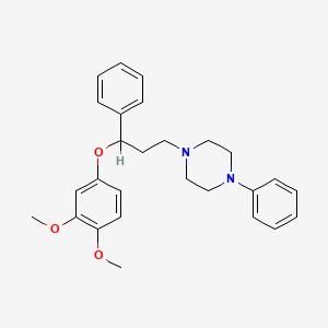 molecular formula C27H32N2O3 B12727963 1-(3-(3,4-Dimethoxyphenoxy)-3-phenylpropyl)-4-phenylpiperazine CAS No. 157846-70-3
