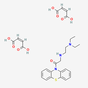 molecular formula C28H33N3O9S B12727973 Phenothiazine, 10-(N-(2-(diethylamino)ethyl)glycyl)-, dimaleate CAS No. 102853-96-3