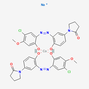 molecular formula C34H32Cl2CoN6NaO8+ B12727999 Sodium bis(1-(3-((5-chloro-2-hydroxy-4-methoxyphenyl)azo)-4-hydroxyphenyl)pyrrolidin-2-onato(2-))cobaltate(1-) CAS No. 84812-62-4