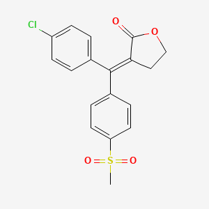 molecular formula C18H15ClO4S B12728076 2(3H)-Furanone, 3-((4-chlorophenyl)(4-(methylsulfonyl)phenyl)methylene)dihydro-, (3Z)- CAS No. 197438-41-8