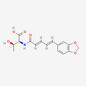 molecular formula C16H17NO6 B12728146 N-(5-(1,3-Benzodioxol-5-yl)-1-oxo-2,4-pentadienyl)-L-threonine CAS No. 90778-78-2