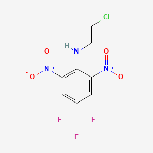 molecular formula C9H7ClF3N3O4 B12728267 Benzenamine, N-(2-chloroethyl)-2,6-dinitro-4-(trifluoromethyl)- CAS No. 36652-79-6