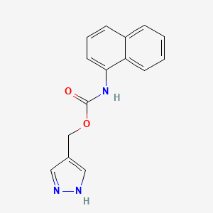 molecular formula C15H13N3O2 B12728304 Carbamic acid, 1-naphthalenyl-, 1H-pyrazol-4-ylmethyl ester CAS No. 115547-77-8