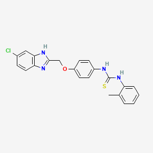 molecular formula C22H19ClN4OS B12728343 Thiourea, N-(4-((5-chloro-1H-benzimidazol-2-yl)methoxy)phenyl)-N'-(2-methylphenyl)- CAS No. 84484-00-4