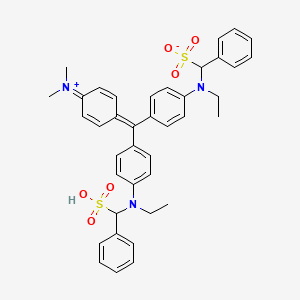 molecular formula C39H41N3O6S2 B12728374 Hydrogen (4-((4-(dimethylamino)phenyl)(4-(ethyl(sulphonatobenzyl)amino)phenyl)methylene)cyclohexa-2,5-dien-1-ylidene)(ethyl)(sulphonatobenzyl)ammonium CAS No. 94248-54-1