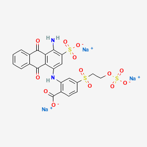 molecular formula C23H15N2Na3O13S3 B12728591 Sodium 2-((4-amino-9,10-dihydro-9,10-dioxo-3-sulpho-1-anthryl)amino)-4-((2-(sulphooxy)ethyl)sulphonyl)benzoate CAS No. 85631-81-8
