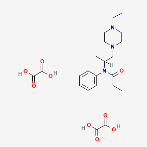 molecular formula C22H33N3O9 B12728628 N-(1-Methyl-2-(4-ethylpiperazino)ethyl)propionanilide dioxalate CAS No. 77562-94-8