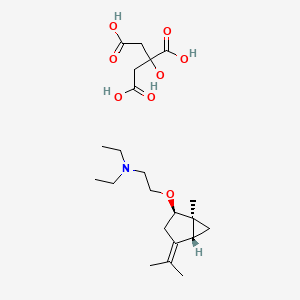 molecular formula C22H37NO8 B12728648 N,N-diethyl-2-[[(1S,2R,5R)-1-methyl-4-propan-2-ylidene-2-bicyclo[3.1.0]hexanyl]oxy]ethanamine;2-hydroxypropane-1,2,3-tricarboxylic acid CAS No. 153175-79-2