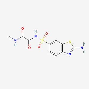 molecular formula C10H10N4O4S2 B12728655 Ethanediamide, N-((2-amino-6-benzothiazolyl)sulfonyl)-N'-methyl- CAS No. 108679-63-6