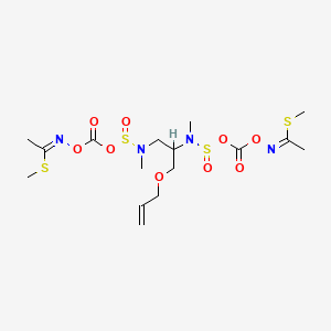 molecular formula C16H28N4O9S4 B12728675 Ethanimidothioic acid, N,N'-((1-((2-propenyloxy)methyl)-1,2-ethanediyl)bis(oxysulfinyl(methylimino)carbonyloxy))bis-, dimethyl ester CAS No. 81877-64-7