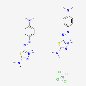 molecular formula C26H38Cl4N12S2Zn B12728682 Bis(5-(dimethylamino)-2-((4-(dimethylamino)phenyl)azo)-3-methyl-1,3,4-thiadiazolium) tetrachlorozincate(2-) CAS No. 81969-07-5