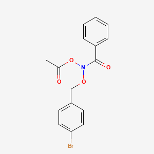 molecular formula C16H14BrNO4 B12728705 N-Acetoxy-N-((4-bromobenzyl)oxy)benzamide CAS No. 139259-97-5