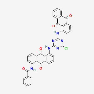 molecular formula C38H21ClN6O5 B12728714 N-(5-((4-Chloro-6-((9,10-dihydro-9,10-dioxo-1-anthryl)amino)-1,3,5-triazin-2-yl)amino)-9,10-dihydro-9,10-dioxo-1-anthryl)benzamide CAS No. 73097-95-7