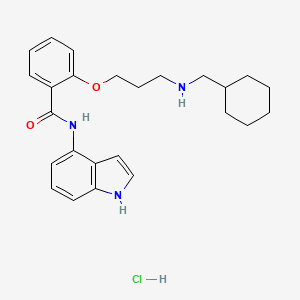 molecular formula C25H32ClN3O2 B12728750 Benzamide, 2-(3-((cyclohexylmethyl)amino)propoxy)-N-1H-indol-4-yl-, hydrochloride CAS No. 119265-48-4