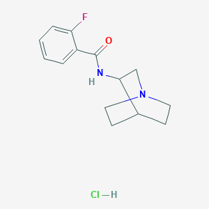 molecular formula C14H18ClFN2O B12728758 N-1-Azabicyclo(2.2.2)oct-3-yl-2-fluorobenzamide monohydrochloride CAS No. 90183-00-9