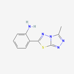 molecular formula C10H9N5S B1272895 2-(3-Methyl-[1,2,4]triazolo[3,4-b][1,3,4]thiadiazol-6-yl)aniline CAS No. 712293-71-5
