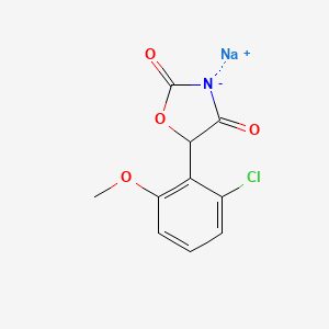 molecular formula C10H7ClNNaO4 B12728976 5-(2-Chloro-6-methoxyphenyl)-2,4-oxazolidinedione sodium CAS No. 82128-30-1