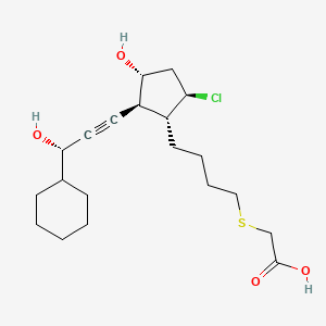 molecular formula C20H31ClO4S B12729015 Acetic acid, ((4-((1R,2S,3R,5R)-5-chloro-2-((3S)-3-cyclohexyl-3-hydroxy-1-propynyl)-3-hydroxycyclopentyl)butyl)thio) CAS No. 170730-17-3