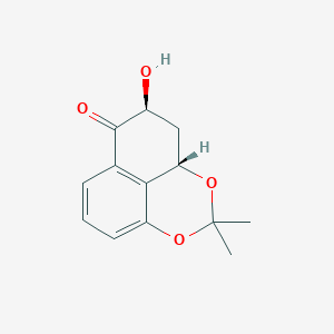 molecular formula C13H14O4 B12729153 2,4,5-Trihydroxy-1-tetralone 4,5-acetonide, trans-(+/-)- CAS No. 110838-54-5