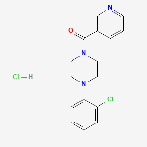 molecular formula C16H17Cl2N3O B12729171 Piperazine, 1-(2-chlorophenyl)-4-(3-pyridinylcarbonyl)-, monohydrochloride CAS No. 124444-75-3
