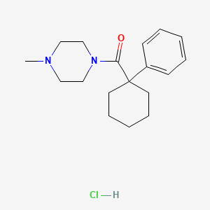 molecular formula C18H27ClN2O B12729179 Piperazine, 1-methyl-4-(1-phenylcyclohexylcarbonyl)-, hydrochloride CAS No. 110180-11-5