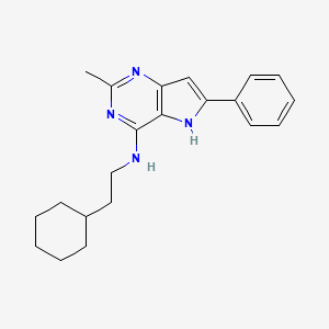 molecular formula C21H26N4 B12729244 5H-Pyrrolo(3,2-d)pyrimidin-4-amine, N-(2-cyclohexylethyl)-2-methyl-6-phenyl- CAS No. 114685-11-9