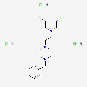 molecular formula C17H30Cl5N3 B12729333 Piperazine, 1-benzyl-4-(2-(bis(2-chloroethyl)amino)ethyl)-, trihydrochloride CAS No. 93868-40-7